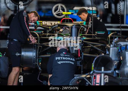 Suzuka Circuit, Mie, Japan. 4.April.2024; Formula One car of Mercedes AMG Petronas F1 team during Formula One Japanese Grand Prix Stock Photo