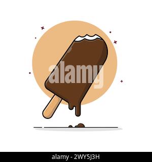 Melting Ice Cream on Stick Vector Illustration. Food Object Concept Design Stock Vector