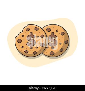 Dollar Cookie Vector Illustration. Food Snack Concept Design	 Dollar Cookie Vector Illustration. Food Snack Concept Design Stock Vector