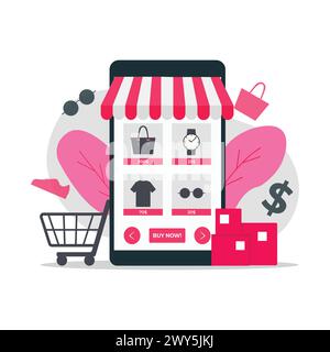Online Shopping Sale Concept Vector Illustration Stock Vector