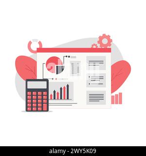 Business Financial Growth Data Presentation Vector Illustration. Data Analysis Concept Design Isolated. Flat Design Stock Vector