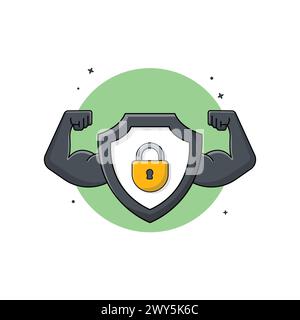 Strong Security Vector Illustration. Cyber Security and Data Protection Concept Design Stock Vector