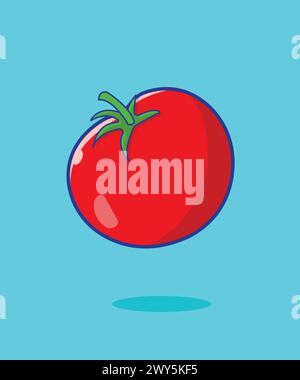 Fresh raw tomato cartoon vector icon illustration. Vegetable natural food icon concept isolated Stock Vector