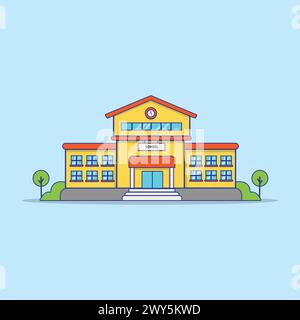 School building vector icon illustration. building and landmark icon concept design Stock Vector