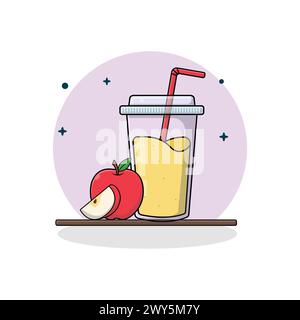 Apple Juice Vector Illustration. Fresh Fruit Juice Concept Design Stock Vector