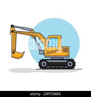 Yellow Excavator Vector Illustration. Construction Equipment Concept Stock Vector