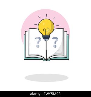 Book with Lightbulb Vector Illustration. Power of Knowledge Concept Stock Vector