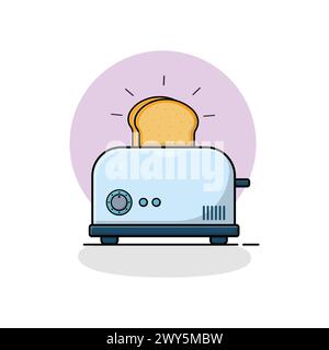 Toaster and bread Vector Illustration. kitchen equipment Concept Stock Vector