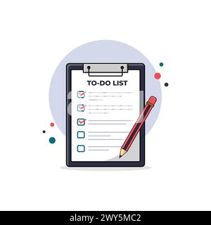 To-Do List in Clipboard with Pencil Vector Illustration Stock Vector