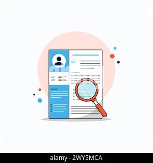 Magnifying Glass Looking Resume for Hiring Vector Illustration. Choosing Candidate Concept Design Stock Vector