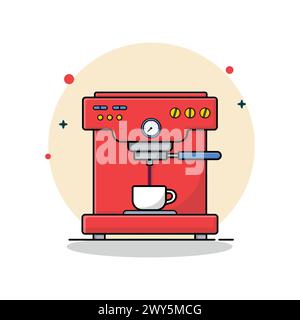 Coffee Maker Vector Illustration. Kitchen Equipment Concept Design Stock Vector