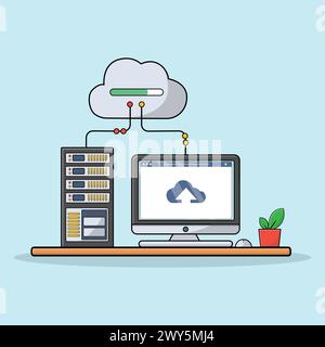 Data Transferring to the Server Concept Vector Illustration Stock Vector