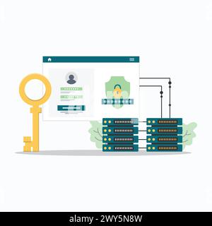 Secure Data Server Vector Illustration Stock Vector