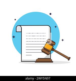 Judge Gavel and Paper Vector Illustration. Symbol for Law and Justice Stock Vector