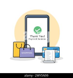 Successful Purchase by Card Concept Vector Illustration Stock Vector
