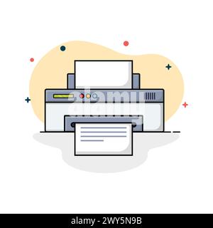 Printer Machine with Paper Vector Illustration. Office Object Concept Stock Vector