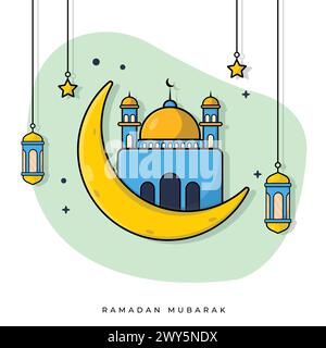 Ramadan Mubarak Vector Illustration. Islamic Greeting Concept Stock Vector
