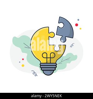 Idea Lightbulb Puzzle Vector Illustration. Problem Solution Concept Stock Vector