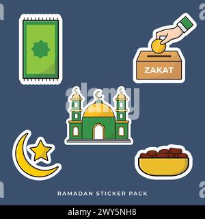 Ramadan Special Islamic Sticker Set Stock Vector
