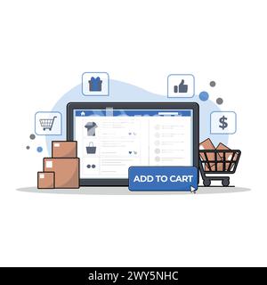 Digital Supermarket and Digital Purchase Concept Vector Illustration Stock Vector