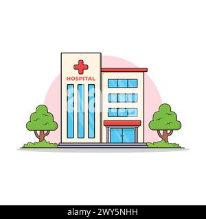 Hospital Building Flat Vector Illustration Design Stock Vector