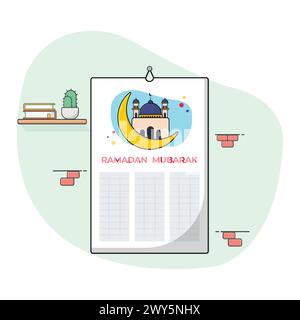 Ramadan Calendar on Wall Vector Illustration Stock Vector