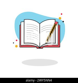 Notebook and Pen Vector Illustration. Education Object Concept Design Stock Vector