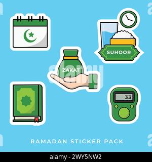 Flat Vector Ramadan Special Sticker Collection Stock Vector