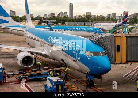 Aerolineas Argentina Airplanes On The Ground At Jorge Newberry Airport, Buenos Aires, Argentina Stock Photo
