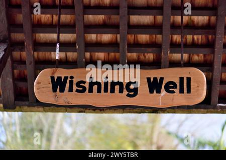 A Wishing Well sign at Paignton Zoo. Stock Photo