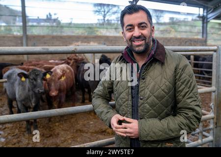 First Minister Humza Yousaf during a visit to Dingwall and Highland Mart in Dingwall in The Highlands of Scotland. Picture date: Thursday April 4, 2024. Stock Photo