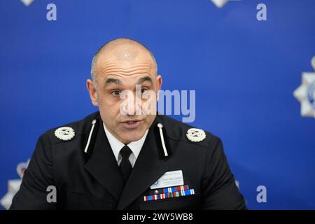 Assistant Chief Constable Thom McLoughlin speaks at a press conference at Melton Police Station, North Ferriby, Hull, to give updates on the investigation into Legacy Independent Funeral Directors. Picture date: Thursday April 4, 2024. Stock Photo