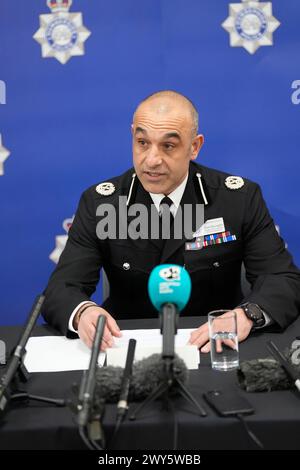 Assistant Chief Constable Thom McLoughlin speaks at a press conference at Melton Police Station, North Ferriby, Hull, to give updates on the investigation into Legacy Independent Funeral Directors. Picture date: Thursday April 4, 2024. Stock Photo