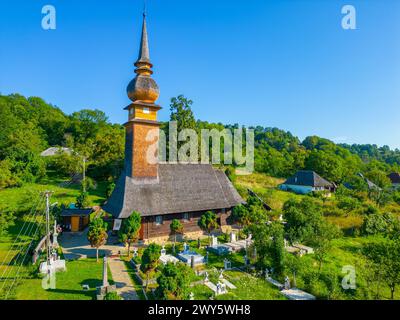 The wooden church Nativity of the Mother of God from Laschia in Romania Stock Photo