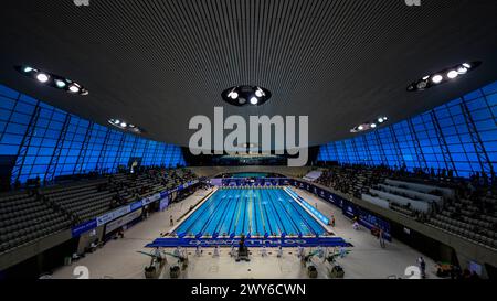 LONDON, UNITED KINGDOM. 04 April, 2024. A general view of the inside of the pool during The Speedo Aquatics GB Swimming Championships 2024 - Day 3 at London Aquatics Centre on Thursday, 04 April, 2024. LONDON ENGLAND. Credit: Taka G Wu/17�Թ����� Live News Stock Photo