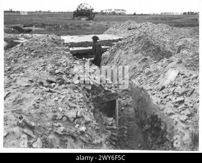 NORMANDY - VARIOUS - The German strong point in the West Wall Defences which was captured after fierce fighting. The pictures show the excellent observation points and the strong concrete defences placed under ground with communicating trenches. , British Army, 21st Army Group Stock Photo