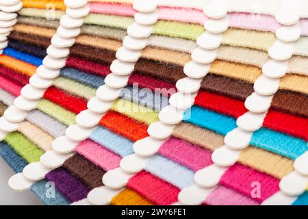 Wool yarn physical sample color card Stock Photo