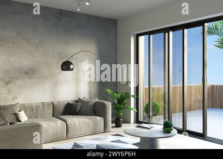 Loft interior with sliding doors Stock Photo