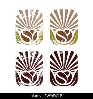 Vintage Coffee logo With grunge effect. coffee icon Stock Vector
