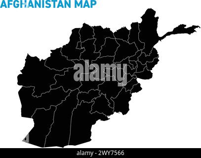 High detailed map of Afghanistan. Outline map of Afghanistan. Asia Stock Vector