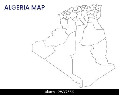 High detailed map of Algeria. Outline map of Algeria. Africa. Stock Vector