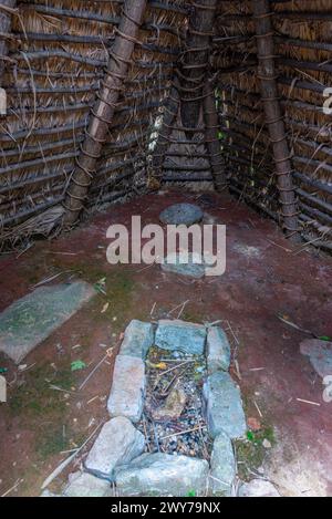 Reconstruction of paleolithic village at Lepenski Vir in Serbia Stock ...