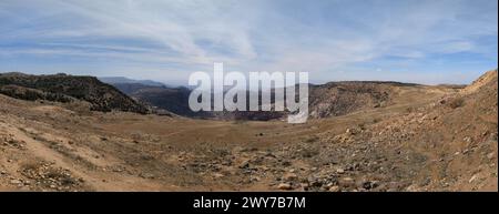 Jordan Trail from Um Qais to Aqaba, beautiful mountains,rocks and desert panorama landscape view during this long distance trail Stock Photo