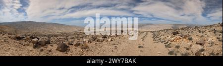 Jordan Trail from Um Qais to Aqaba, beautiful mountains,rocks and desert panorama landscape view during this long distance trail Stock Photo