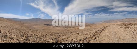 Jordan Trail from Um Qais to Aqaba, beautiful mountains,rocks and desert panorama landscape view during this long distance trail Stock Photo