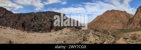 Jordan Trail from Um Qais to Aqaba, beautiful mountains,rocks and desert panorama landscape view during this long distance trail Stock Photo