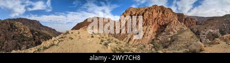 Jordan Trail from Um Qais to Aqaba, beautiful mountains,rocks and desert panorama landscape view during this long distance trail Stock Photo