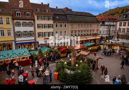 Heidelberg Christmas market on the University Square. Heidelberg, Germany, Europe Stock Photo