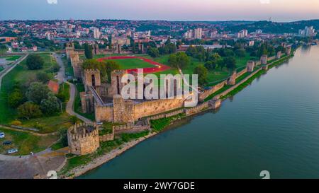 Sunset aerial view of Smederevo fortress in Serbia Stock Photo