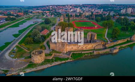 Sunset aerial view of Smederevo fortress in Serbia Stock Photo